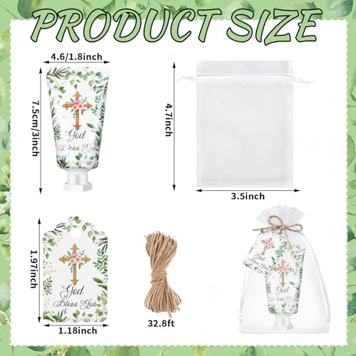 24 Set Baptism Favors Hand Cream First Communion Favors for Guest Hand Lotion with Cross Cards Organza Bags Baby Baptism Favor Baby Shower Favors Christening Favors for Guests Wedding Birthday