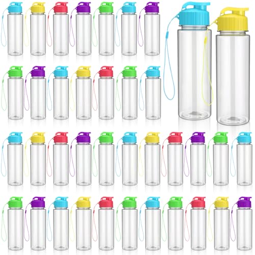 Reusable Plastic Water Bottles Bulk - 50 Pieces, Mixed Colors, 17 oz, Leak-Proof Flip Top