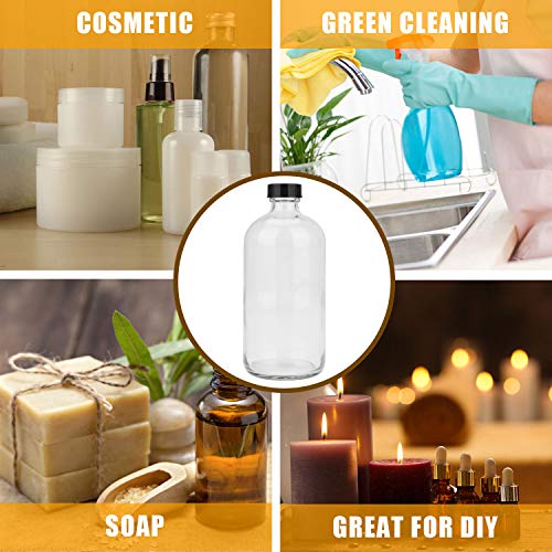 Maredash 16oz Glass Storage Bottles with Black Lids, 12 Pack for Liquids & DIY Projects