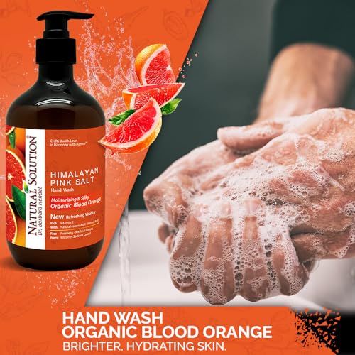 Natural Solution Hand Wash - Moisturizing Blood Orange & Himalayan Pink Salt Liquid Soap - 14 oz (Pack of 6) | Hydrating & Gentle Formula | Ideal for Daily Use packaging may vary