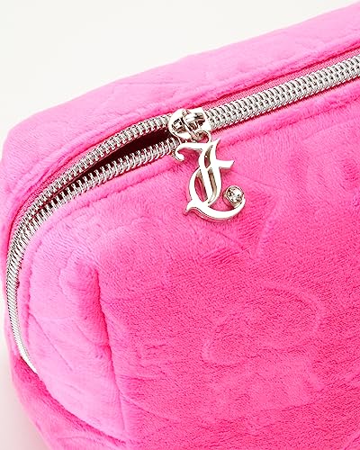 Pink Velour Makeup Bag - Juicy Couture Heart Crown Logo, Wedge Shape, One Size