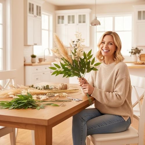Artificial Italian Ruscus Greenery Stems Bulk 18 Inch - 100pcs for Wedding & Decor