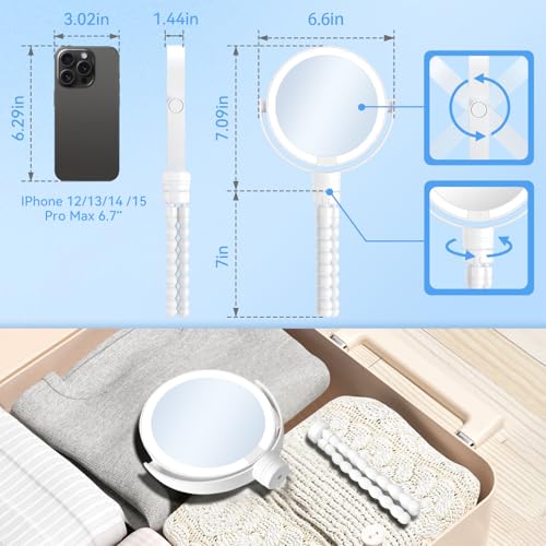 KOOKIN White 1X/10X Magnifying LED Travel Makeup Mirror with Light & Detachable Tripod