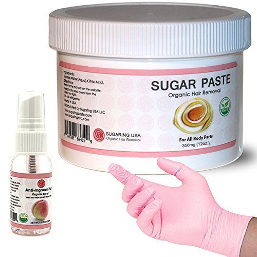 Sugaring Kit with 350g Sugaring Paste, Ingrown Hair Solution & Gloves for Bikini & Legs