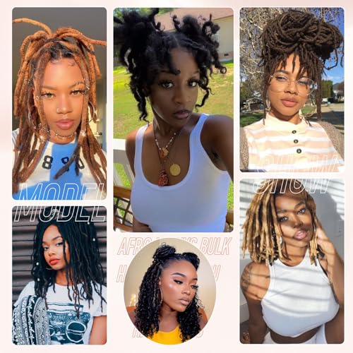 JIAJIA Afro Kinky Human Hair Extensions 14 Inch Bulk for Twists & Dreadlocks - Afro1B Variation