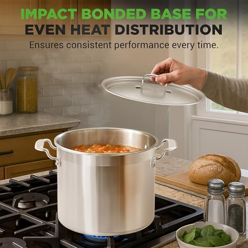20 Quart Heavy-Duty Stainless Steel Stockpot with Lid - Large Induction & Gas Compatible