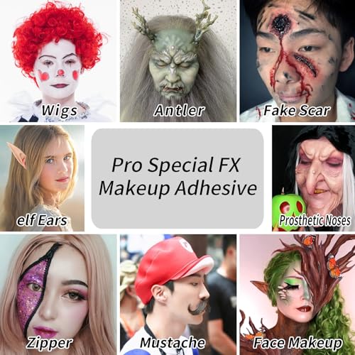 MEICOLY Spirit Gum Adhesive and Remover Combo Kit,Prosthetic Bald Cap Adhesive Glue,Face Skin Glue for Costume,Pro Makeup Glue Adhesive for Face Body Mustache Beard