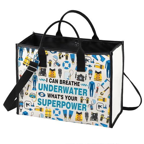 LEVLO Scuba Diving Cosmetic Bag Diving Lover Gift I Can Breathe Underwater What's Your Superpower Make up Zipper Pouch Bag For Scuba Diver (I Can Breathe LT)