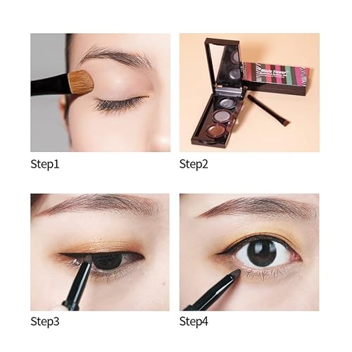 Music Flower 3 in 1 Eyebrow Gel and Eyeliner Waterproof Smudge-proof Long Wear Black+Brown with Brush