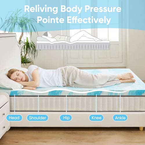 OLIXIS Blue King 4-Inch Gel-Infused Memory Foam Mattress Topper