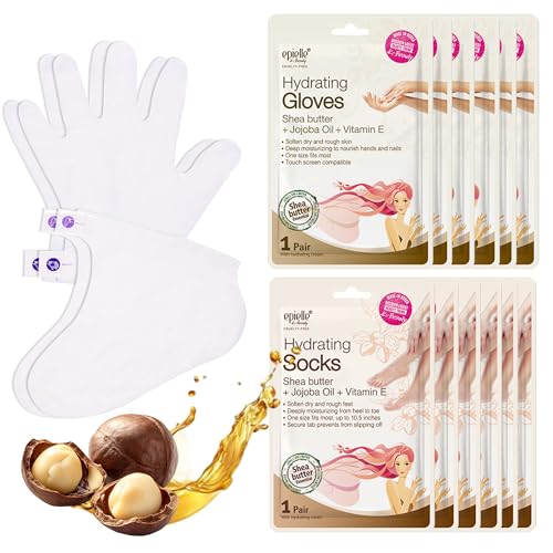 Epielle Hydrating Hand & Foot Masks with Moisturizing Socks & Gloves - Self Care Spa Kit, 6 Pairs