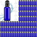 100 Pack 2 oz Travel Plastic Lotion Bottles with Flip Caps - Blue