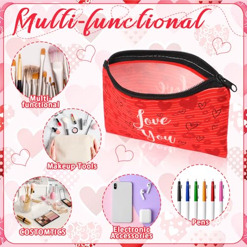 Valentine Makeup Bags Set of 24 - Stylish Cosmetic & Toiletry Zipper Pouches for Women