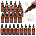 EkkoVla 24 Pack 4 oz Amber Spray Bottles with Fine Mist Sprayer, 120 ml Glass Travel Bottles for Cosmetic Essential Oils Cleaning Solutions Perfumes and Liquids