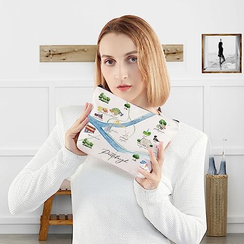 WZMPA Pittsburgh City Map Cosmetic Bag - Travel Souvenir Gift - Long Distance Relationship Makeup Zipper Pouch - Merchandise