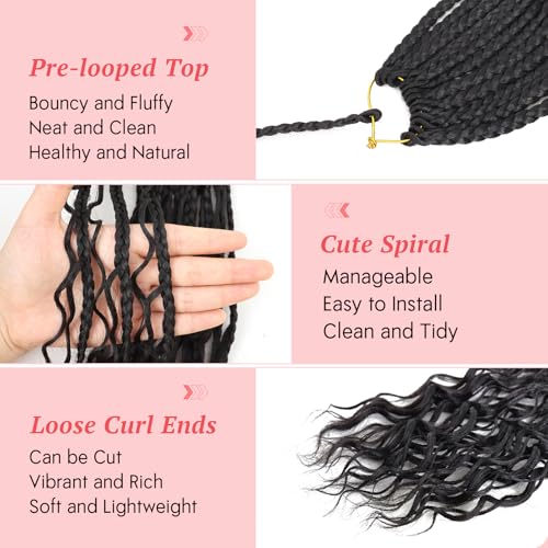 24 Inch Goddess Box Braids Crochet Hair - Pack of 7, 1B#