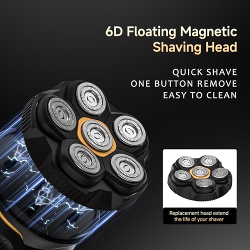 Likefun Magnetic Cordless Bald Head Shaver for Men - Black, USB-C Rechargeable