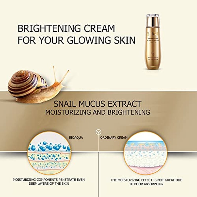 BIOAQUA Repair Snail Mucus Cream Moisturizing Skin Smooth Hydrate Wonderful Vitality 130 ml/4.57fl.oz (Pack of 2)