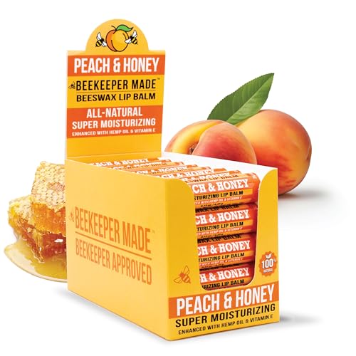 Beekeeper Made Peach Beeswax Lip Balm Bulk Pack - 40 Natural Moisturizing Sticks