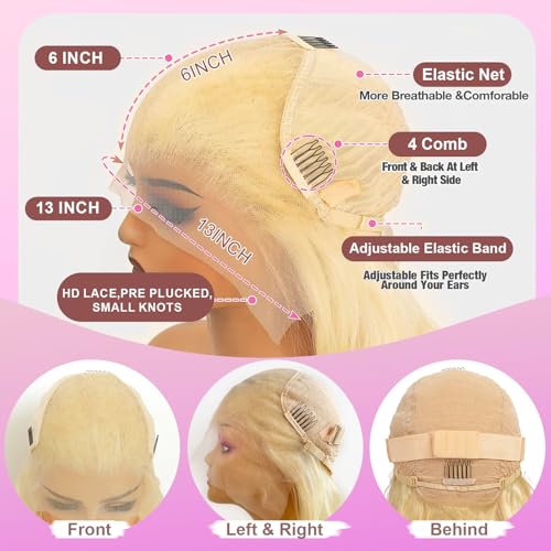Blonde 13x6 Lace Front Human Hair Wig 30 Inch Straight 180 Density - Variation: Blonde Human Hair / 30 Inch