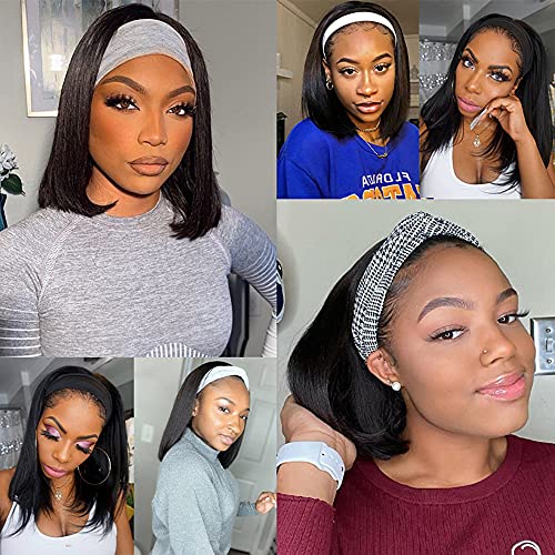 10 Inch Short Bob Human Hair Wig for Women - Natural Color, Easy Wear with Free Headband - 150% Density