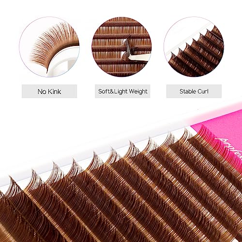 TDANCE Colorful Lashes Extension Mixed Length Tray Colored Eyelash Extensions Professional Salon Use(Brown-0.07-CC,8-15 mm)