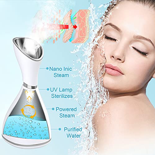 Facial Steamer for Deep Facial Cleansing & Skin Care Set | Home SPA & Pore Unclogging Nano Mister