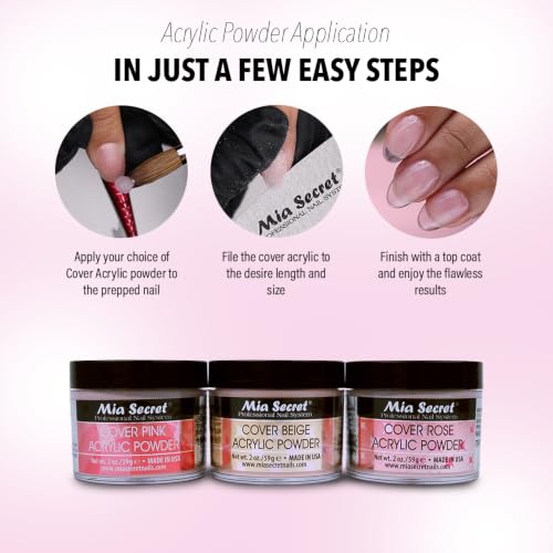 Nail Cover Powder Set - 3 Colors for Acrylic Nail Art and Nail Extensions