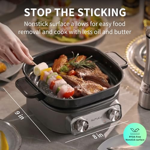 Dual-Handle Multi-Cooker 2.5 Quart Electric Hot Pot & Steamer Set - PFOA-Free Nonstick