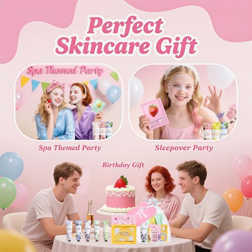 Spa Party Gift Set for Girls and Women - Set A, 90 Pieces Pink-Themed Skincare & Accessories