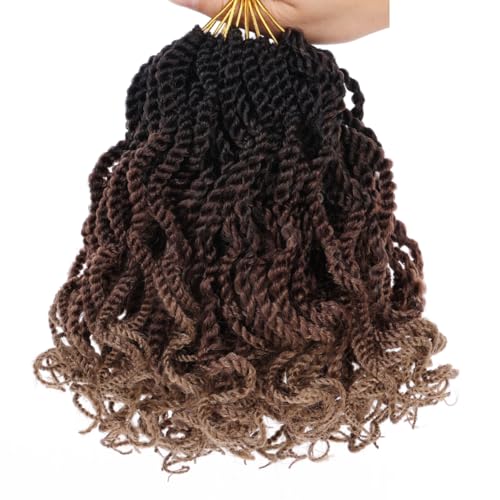 Kachanaa 6 Inch Senegalese Twist Crochet Hair 8 Pack Short Pre-Looped Synthetic Havana Braids