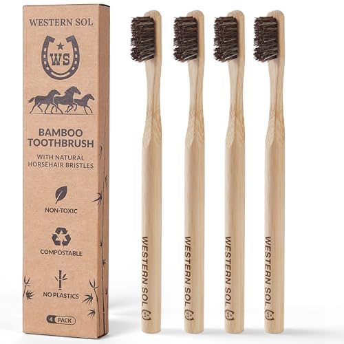 Eco-Friendly Horsehair & Bamboo Toothbrush 4-Pack - Biodegradable & Plastic-Free