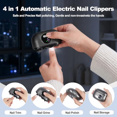 Electric Nail Clippers Trimmer with Storage - Black - Adjustable Speed
