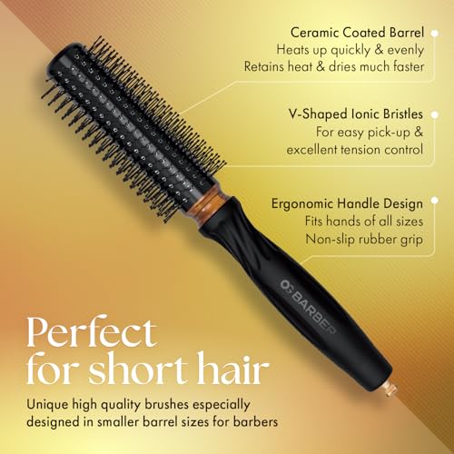 Olivia Garden OG Barber Hair Brush - 1 Inch, Ergonomic Non-Slip Handle, Ionic Technology, Lightweight for Short Hair Grooming