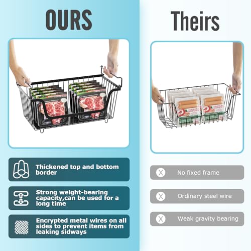 GAOKASE 6-Pack Stackable Wire Baskets for Pantry Storage - Black