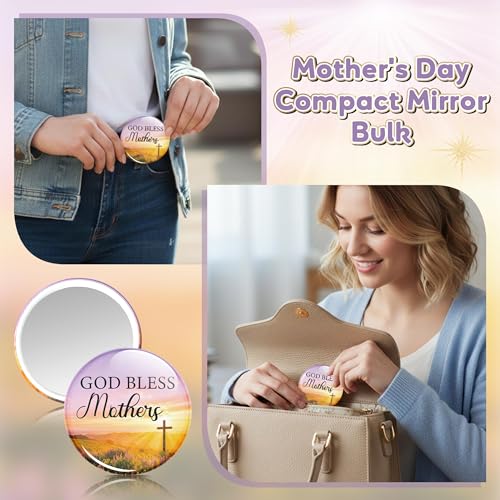 Christian Inspirational Compact Mirror Set - Religious Gifts for Mother & Women, Bulk 50 Sets