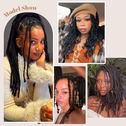 12 Inch Human Hair Dreadlock Extensions - 30 Strands #1B 0.6cm Interlocking Locs - Natural Black - Handmade Permanent Dreads (Variation #1B / 12 Inch-30s-0.6cm)