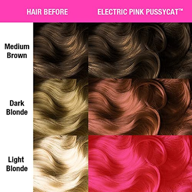 MANIC PANIC Classic Electric Pink Pussycat Semi Permanent Hair Color - Bright Neon Pink Hair Dye for Women & Men That Lasts 4-6 Weeks - Vegan, Ammonia & Cruelty-Free - Create & Mix Custom Shades (4oz)