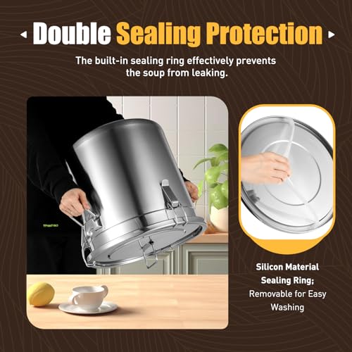 33L Stainless Steel Storage Bucket with Airtight Lid - Food Grade, Leakproof