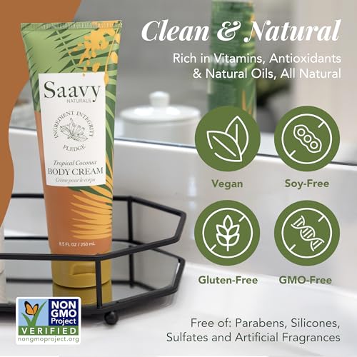 Saavy Naturals Deeply Hydrating Body Cream with Shea Butter & Tropical Coconut - 8.5 fl oz, 2 Pack