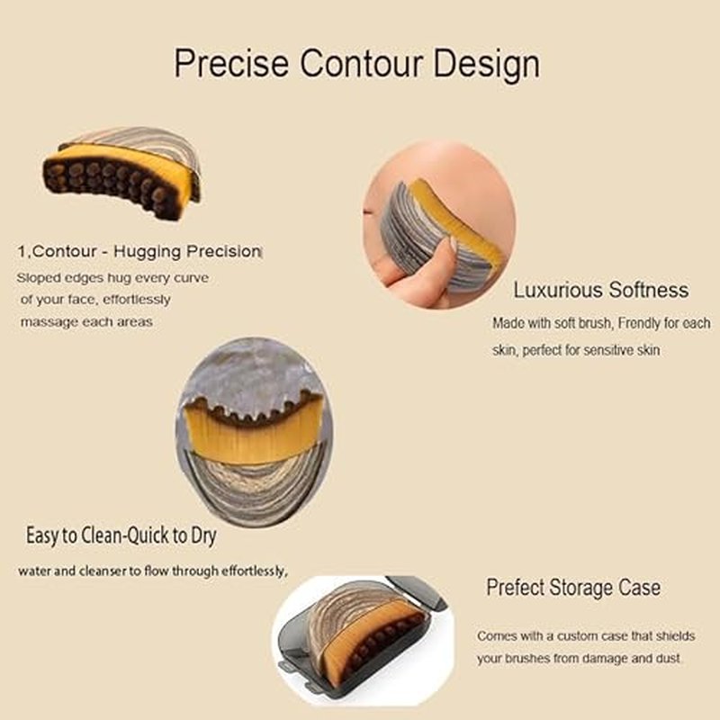 Dry Lymphatic Contour Face Brush for Lymphatic Drainage, 2 Packs Soft Facial Brushes Curved Design Tool Drainage Massager for Face Chin Sculpting Lifting Skin Care Gift for Women and Girls (Mix)