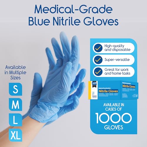 Inspire Nitrile Exam Gloves Large Light Blue Disposable Latex-Free Medical Gloves