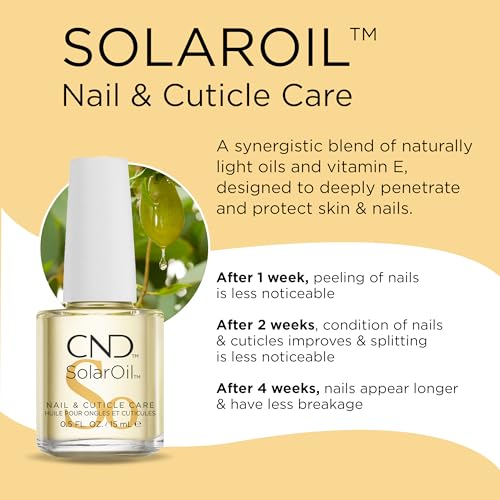 CND SolarOil Cuticle Oil, Natural Blend Of Jojoba, Vitamin E, Rice Bran and Sweet Almond Oils, Moisturizes and Conditions Skin, 4 fl oz