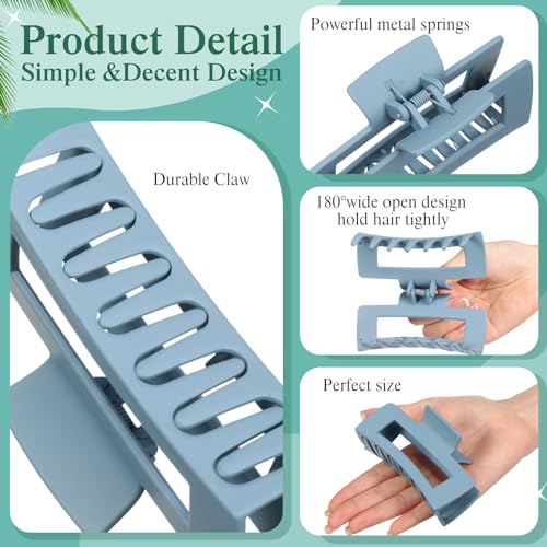 60 Pcs Hair Claw Clips Bulk - Large 4.1 Inch Rectangle Hair Accessories for Women - Multicolor