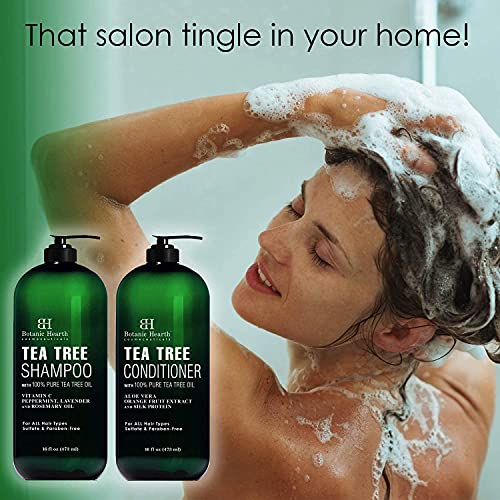 Tea Tree Shampoo & Conditioner Set for Dry Scalp - 16 oz Bundle