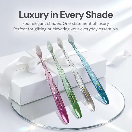 Nano-b 8-Pack Manual Toothbrushes for Adults with Sensitive Gums — Silver Bristles, Soft/Medium, Travel Case