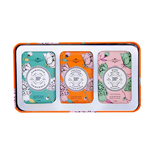 La Chatelaine Organic Shea Butter Orange Soap Trio Gift Set in Tin | Made in France