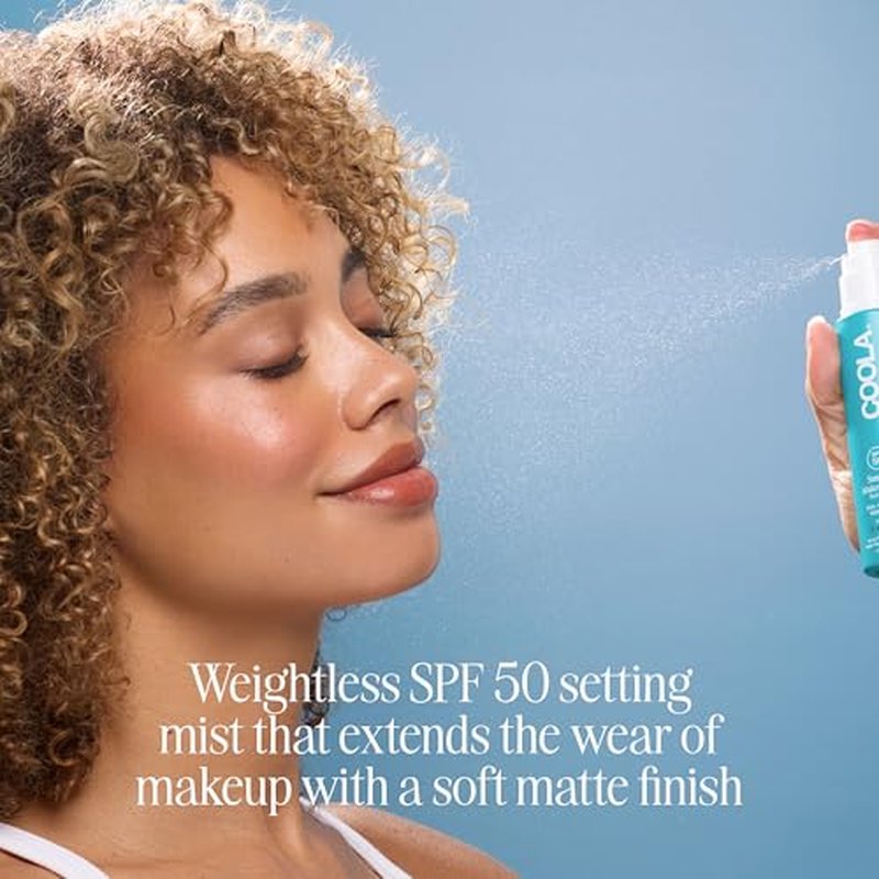 COOLA SunBlur Makeup Mist Sunscreen with SPF 50, Matte Setting Spray, Dermatologist Tested Sunscreen, Paraben Free, Vegan, 1.9 Fl Oz