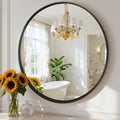 OLIXIS Black Round Bathroom Mirror, 30 Inch Metal Frame Circle Vanity Mirror Wall Mounted for Bathroom,Bedroom, Living Room, Entryway