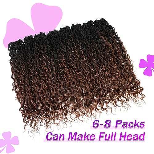 Pre-Looped Goddess Locs Crochet Hair 22 Inch - 8 Packs, 1B/4/30, Bohemian Style for Black Women